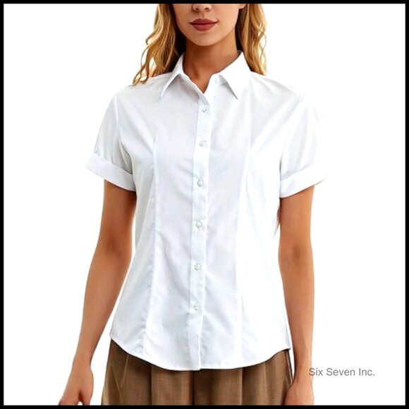 Wrinkle-Free Button Down Shirt, Business Casual Blouse for Women - Picture 7 of 7
